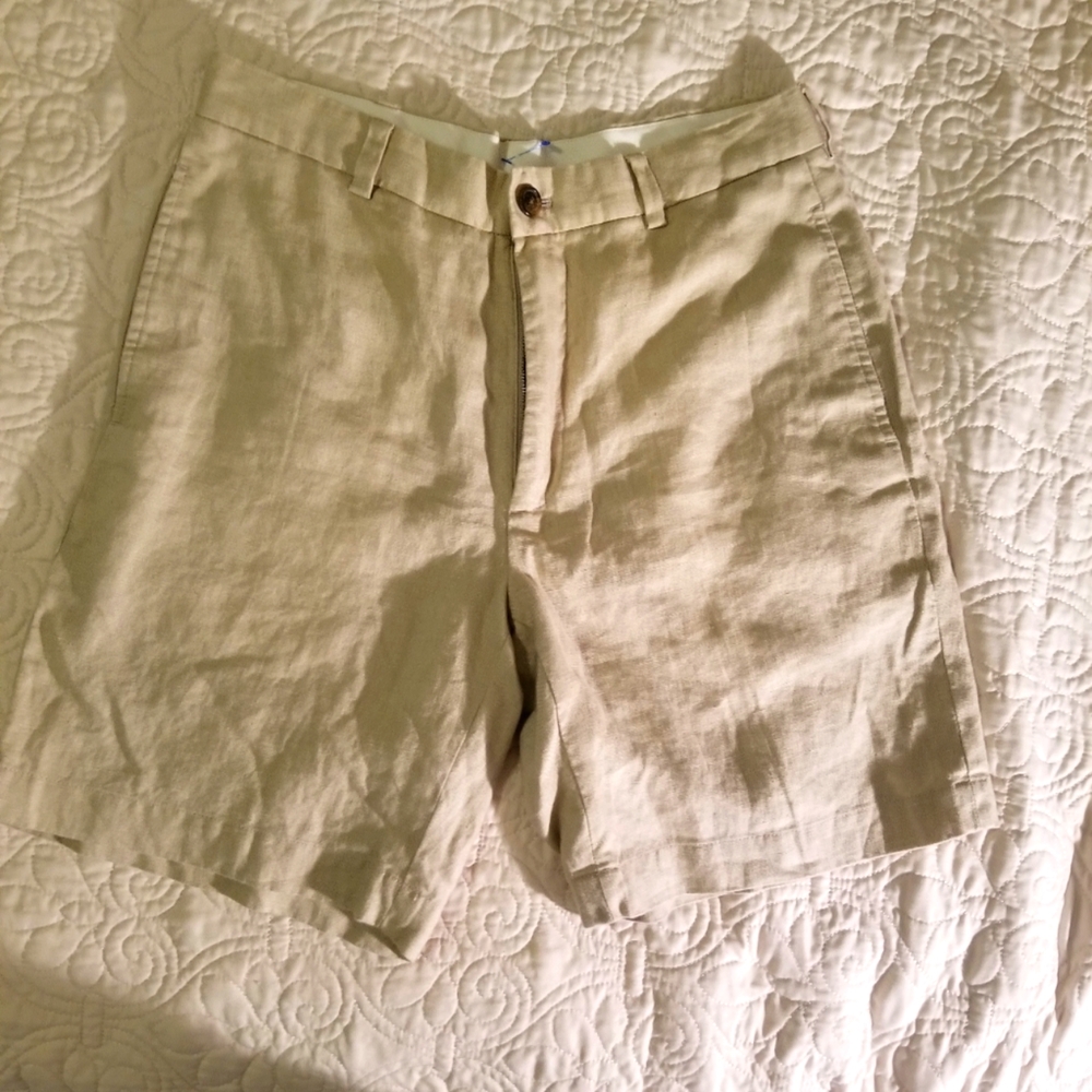 Brooks Brothers Khaki Linen Shorts 32